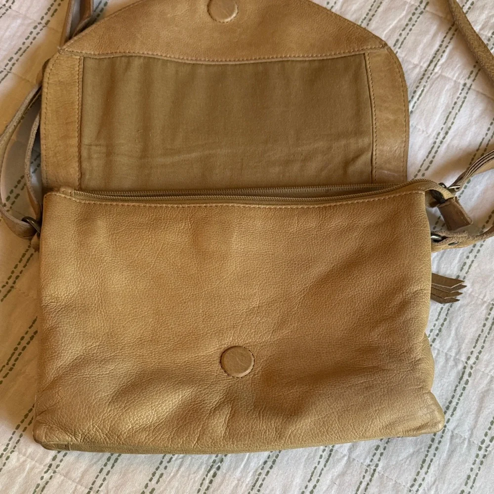 latico Tan Leather Crossbody with Tassel Accent - Picture 2 of 5